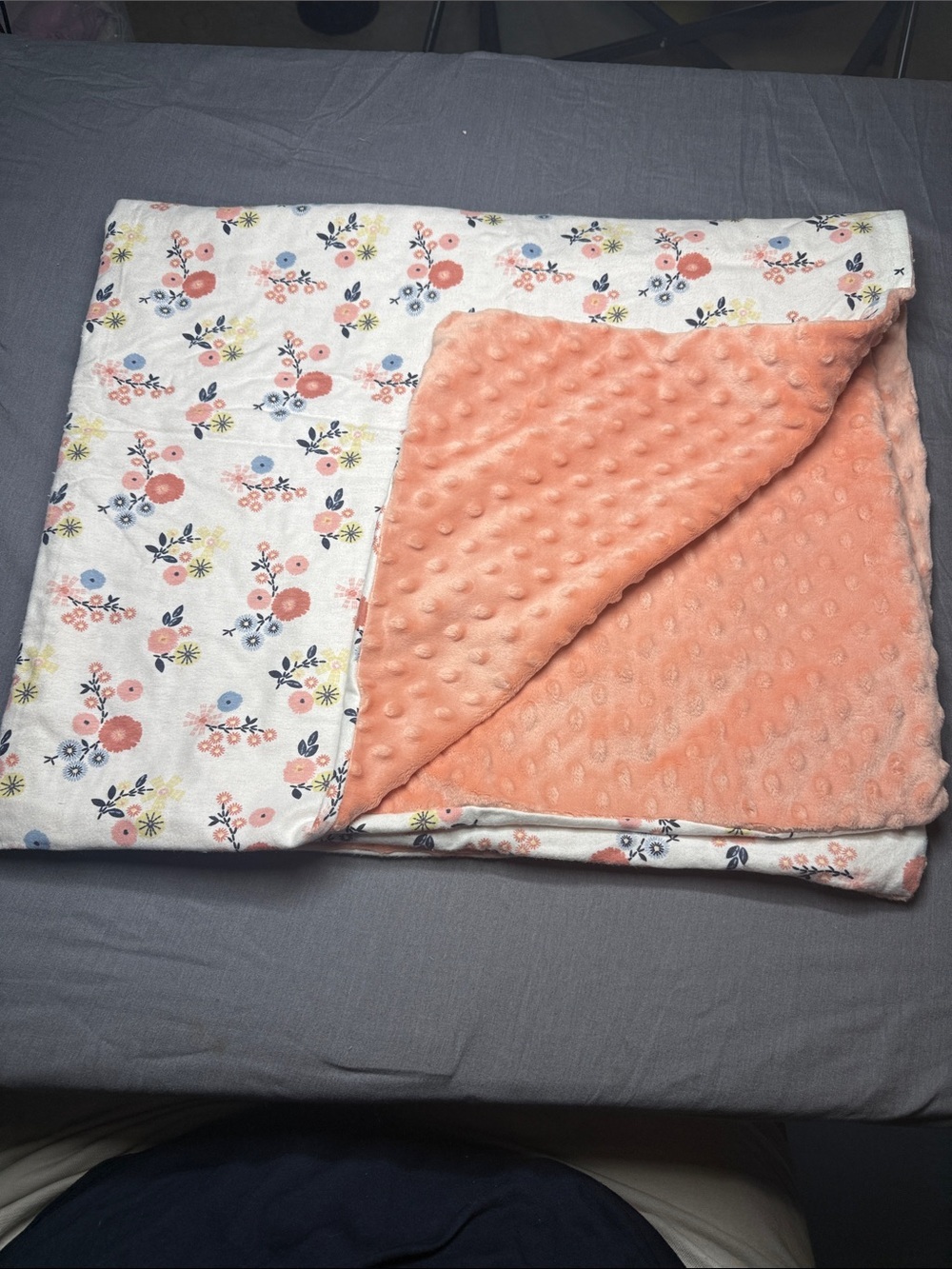 Coral Floral Reversible Minky Kids Throw Blanket